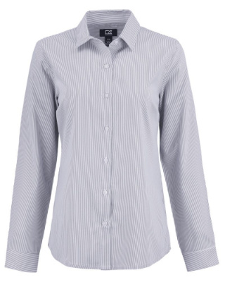 Ladies' Skyline Epic Confidence Recycled Pinstripe Long Sleeve Dress Shirt