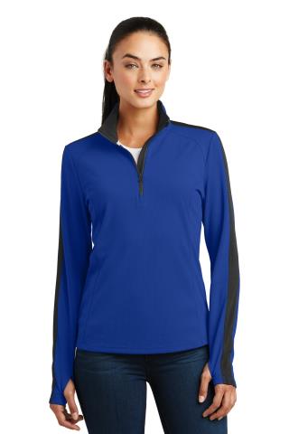 Ladies Textured Colorblock 1/4-Zip Pullover